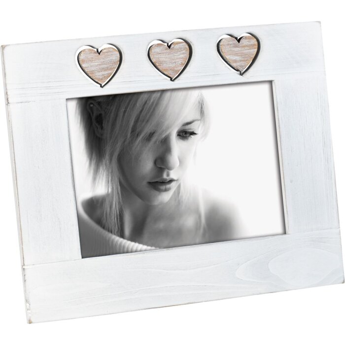 A945 Marco de madera Mascagni 13x18 cm Blanco Corazones