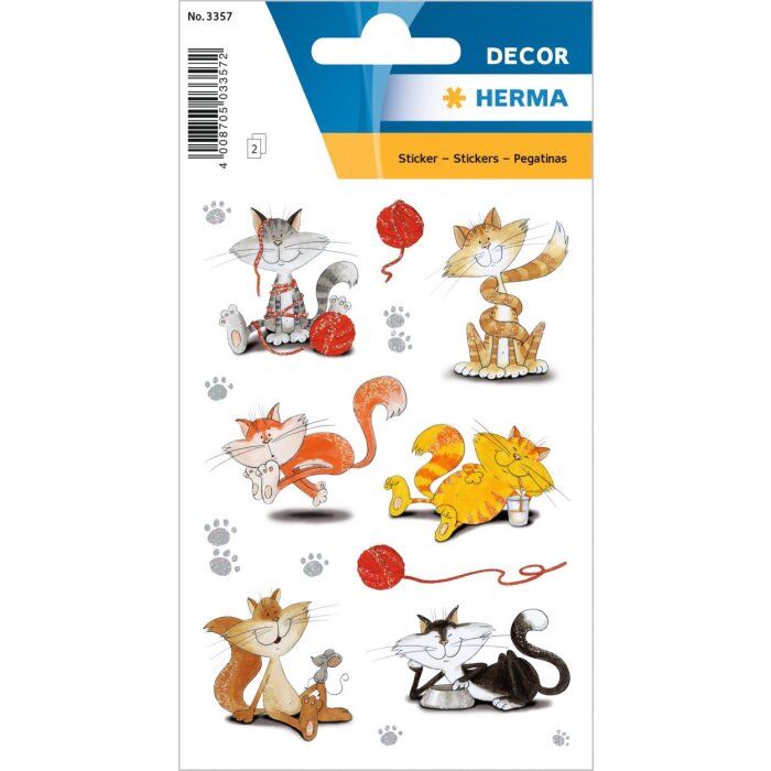 Herma Sticker DECOR Funny Cats brillo