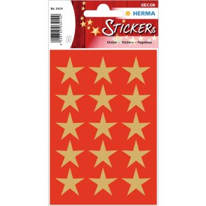 HERMA Adhesivo navideño estrellas 5 puntas dorado Ø 22 mm