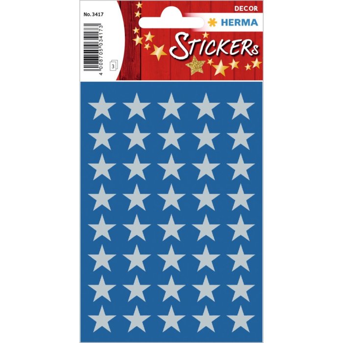 Pegatina estrellas 5 puntas, plata Ø 13 mm