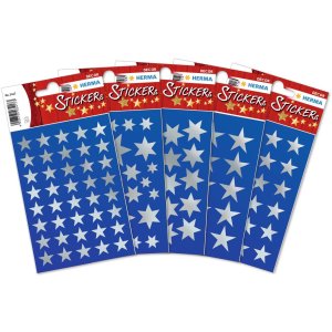Pegatina estrellas 5 puntas, plata Ø 13 mm