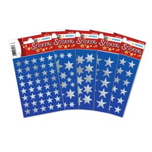 Pegatina HERMA estrellas 5 puntas, plata Ø 22 mm