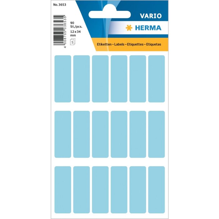Etiquetas multiuso azul 12x34 mm papel mate 90 unid.