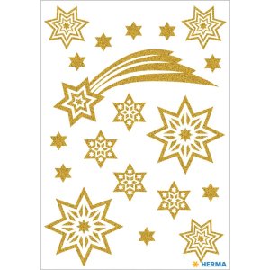 Pegatina de Navidad HERMA MAGIC estrellas + cola, purpurina