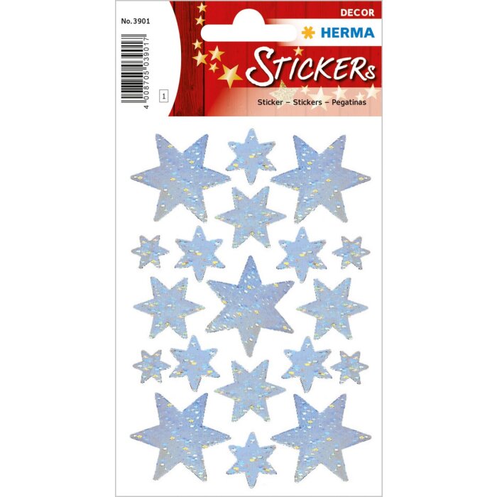 HERMA Pegatina de Navidad Estrellas Holo plata