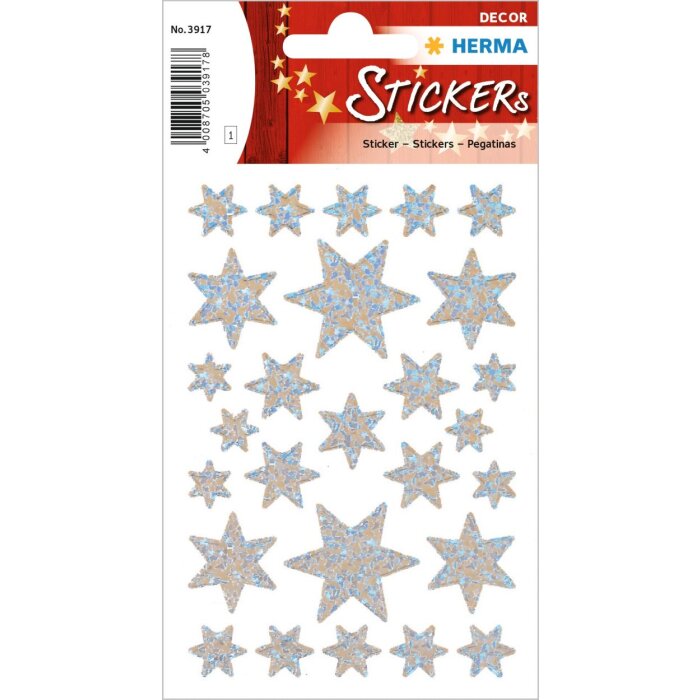 Adhesivo STARS plata sobre folio