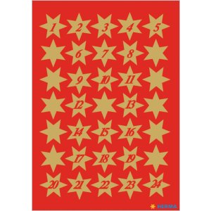 Estrellas adhesivas 1-24, doradas