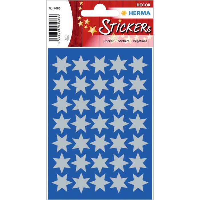HERMA STARS pegatinas plata de Herma 3 hojas