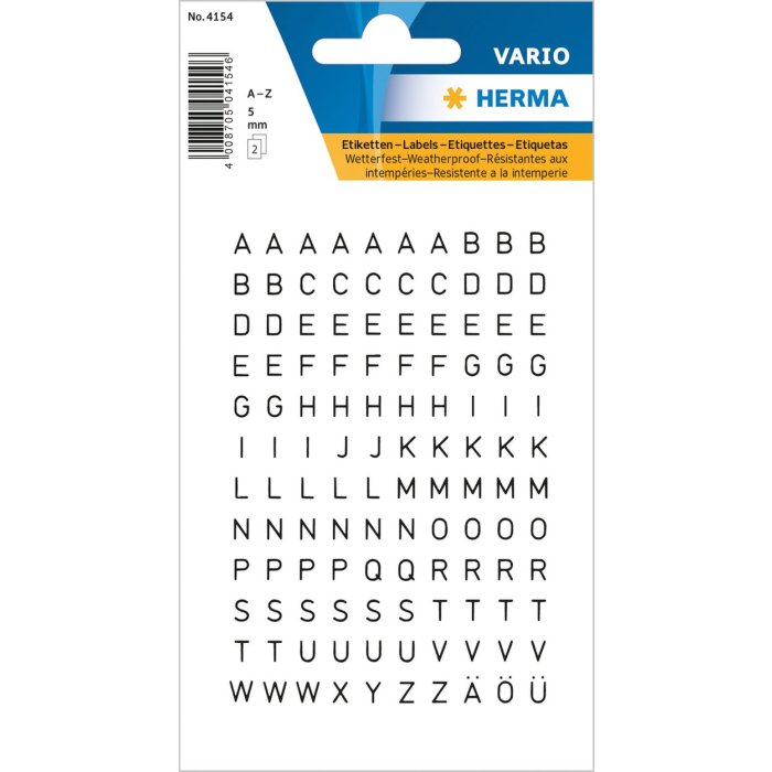 Letras 5 mm A-Z folio intemperie transparente negro 2 hojas