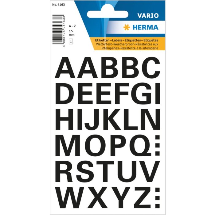 VARIO LETRAS A-Z, NEGRO 15 mm