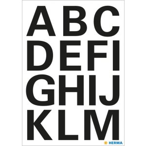 Letras 25 mm A-Z folio intemperie negro 2 hojas.