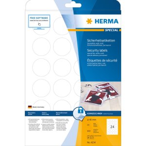 Etiquetas de seguridad blancas Ø 40 mm redondas...