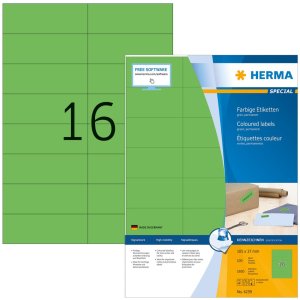 Etiquetas A4 verde 105x37 mm papel mate 1600 unid.