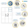 Etiquetas Premium A4, papel blanco 63,5x72 mm mate 1200 unid.