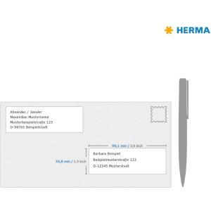 Etiquetas para direcciones Premium A4, papel blanco 99,1x33,8 mm mate 1600 unid.