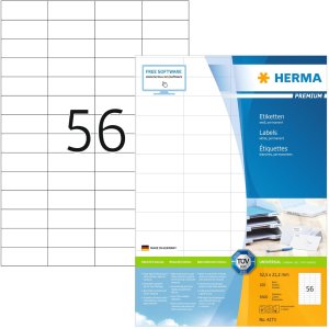 Etiquetas Premium A4, papel blanco 52,5x21,2 mm mate 5600...