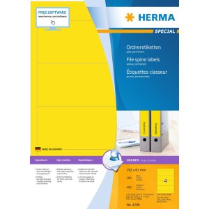 Etiquetas para carpetas A4 amarillas 192x61 mm papel...