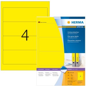 Etiquetas para carpetas A4 amarillas 192x61 mm papel...