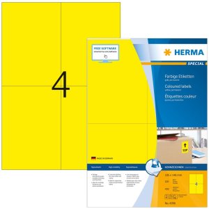 Etiquetas A4 amarillo 105x148 mm papel mate 400 unid.