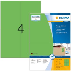 Etiquetas A4 verde 105x148 mm papel mate 400 unid.