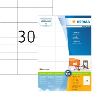 Etiquetas Premium A4, blanco 70x29,7 mm papel mate 3000...