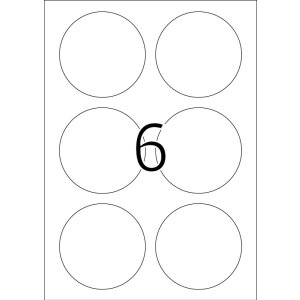 Etiquetas A4 blancas Ø 85 mm redondas Movibles-papel removible mate 600 unid.
