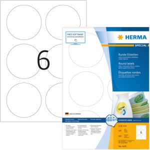 Etiquetas A4 blancas Ø 85 mm redondas Movibles-papel removible mate 600 unid.