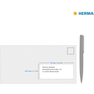 Etiquetas Premium A4, papel blanco 97x42,3 mm mate 2400 unid.