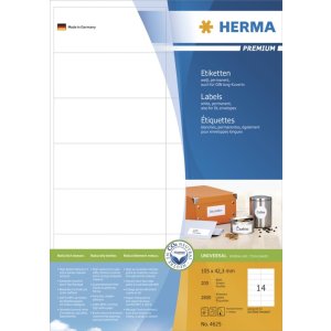 Etiquetas Premium A4, blanco 105x42,3 mm papel mate 2800...