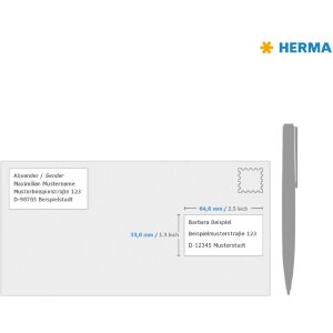 Etiquetas Premium A4, papel blanco 64,6x33,8 mm mate 4800 unid.