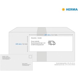 Etiquetas Premium A4, papel blanco 105x297 mm mate 200 unid.