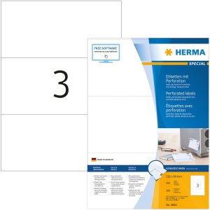 Etiquetas A4 blanco 210x99 mm papel perforado mate 300 unid.
