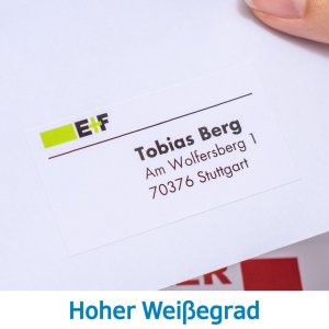 Etiquetas de dirección Premium A4, papel blanco 88,9x46,6 mm mate 1200 unid.