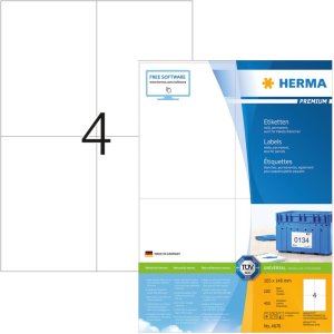 Etiquetas Premium A4, papel blanco 105x148 mm mate 400 unid.
