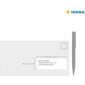 Etiquetas para direcciones Premium A4, papel blanco 99,1x38,1 mm mate 1400 unid.