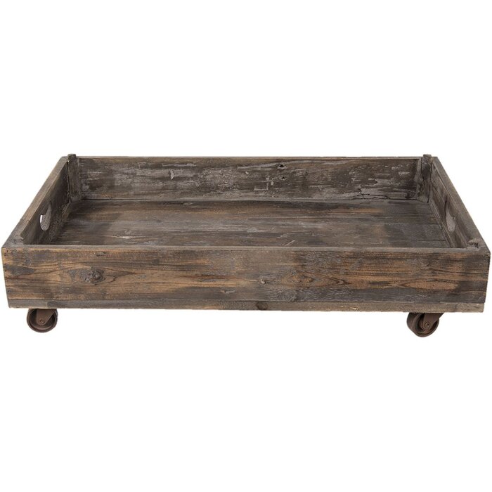 Clayre & Eef 5H0378L Decoración Bandeja con Ruedas 73x44x16 cm Madera Marrón