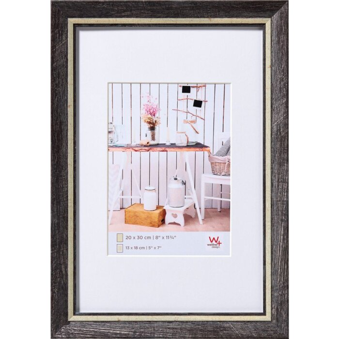 Marco Walther Chalet negro 40x50 cm con passepartout 30x40 cm