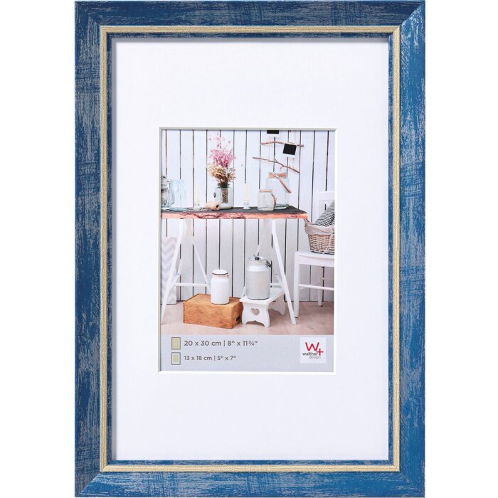 Marco Walther Chalet azul 40x50 cm con passepartout 30x40 cm
