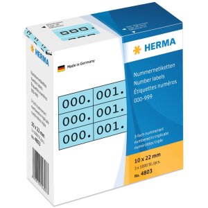 Etiquetas numéricas triple autoadhesivo 10x22 mm...