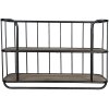 Estante de hierro con madera 5Y0555 negro envejecido 66x20x44 cm