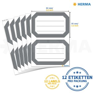 Etiquetas escolares HERMA gris neutro forradas 82x55 mm
