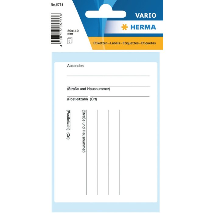 HERMA etiquetas de texto direcciones de paquetes 80x110 mm 8 piezas