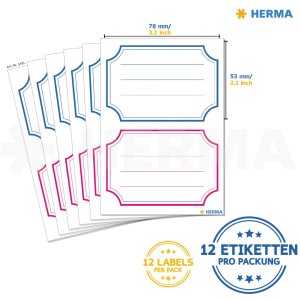 etiquetas escolares herma azul-rojo neutro