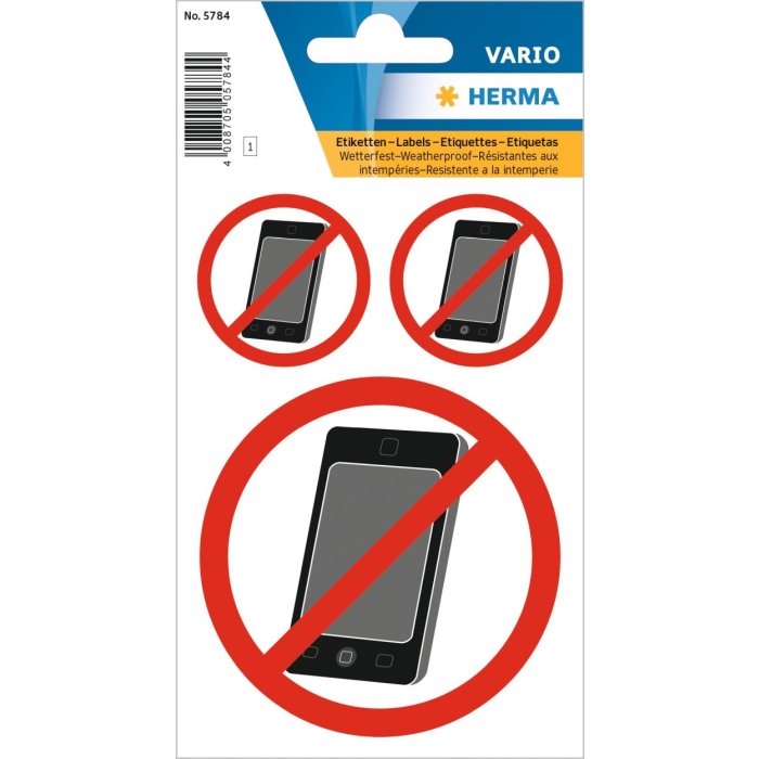 Etiquetas informativas No teléfono móvil resistente a la intemperie 1 hoja.