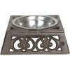 Clayre & Eef 6Y3060 Comedero Perro Gato 300 ml Metal Marrón Cuadrado