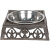Clayre & Eef 6Y3061 Comedero Perro Gato 820 ml Metal Marrón Cuadrado