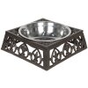 Clayre & Eef 6Y3061 Comedero Perro Gato 820 ml Metal Marrón Cuadrado