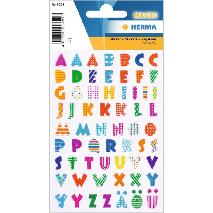 Letras adhesivas HERMA, Piedra en relieve multicolor