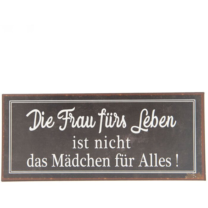 Cartel de texto 6Y3248 Marrón - Blanco 30x13 cm Cartel de hojalata