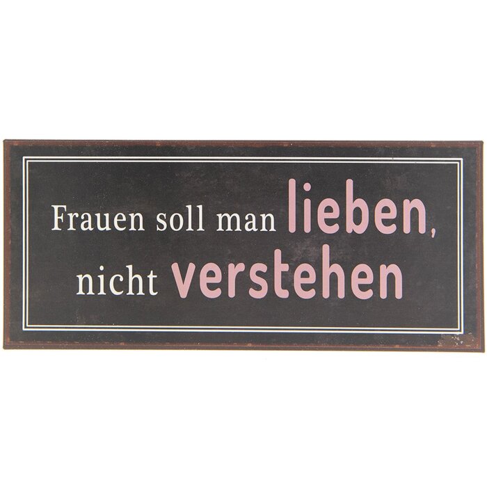 Cartel de texto 6Y3268D Marrón - Blanco 30x13 cm Cartel de hojalata